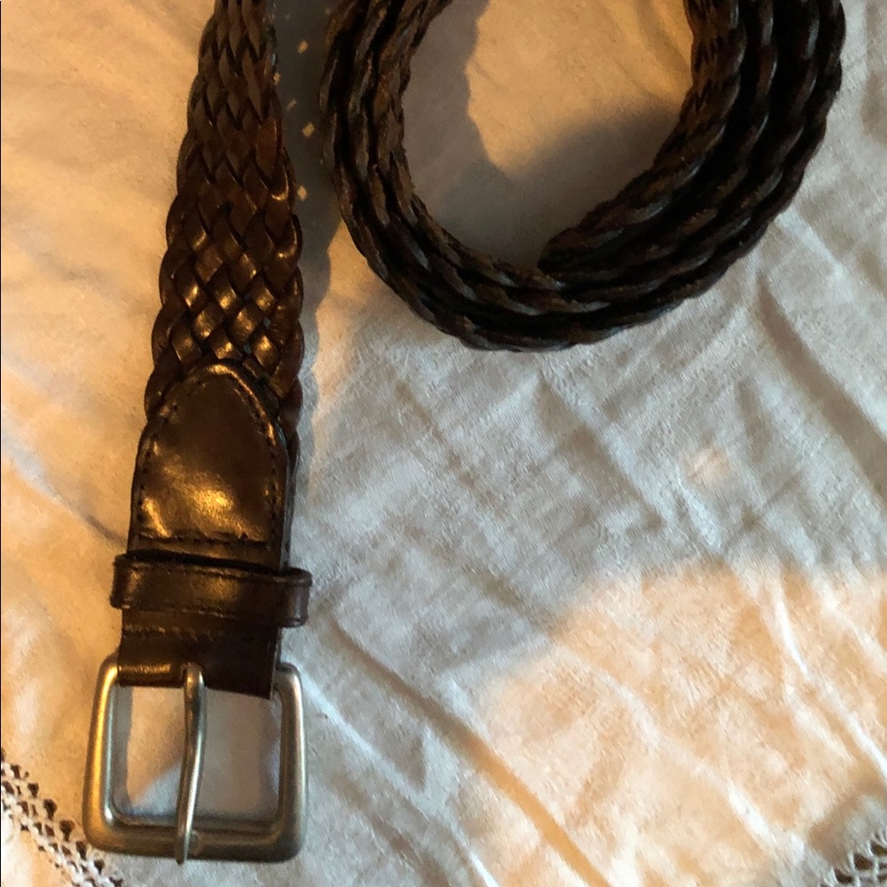 Brown Leather Woven Belt